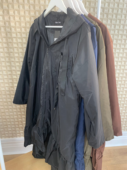 Black Ruffle Rain Mac