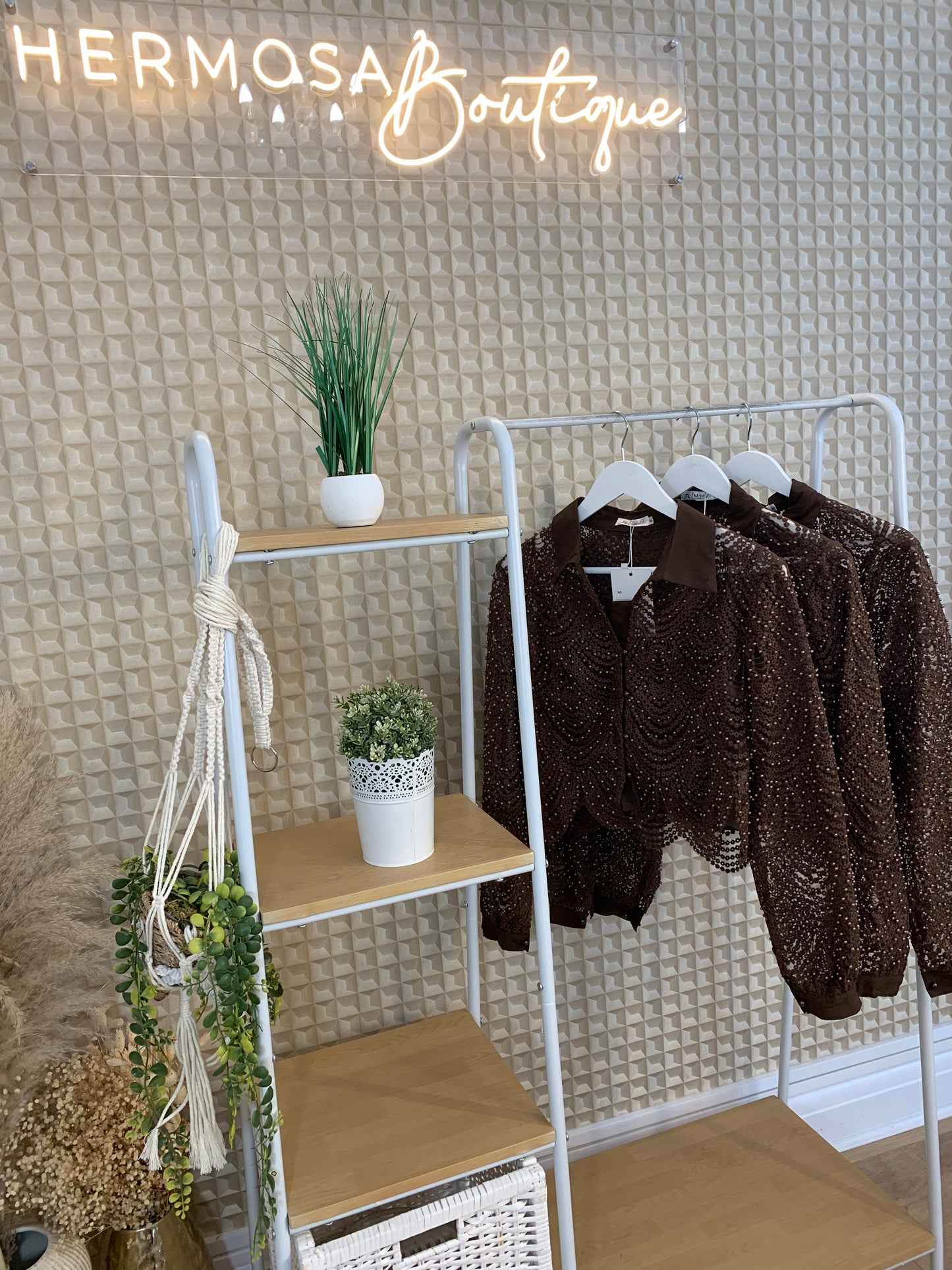 Brown Beaded Blouse