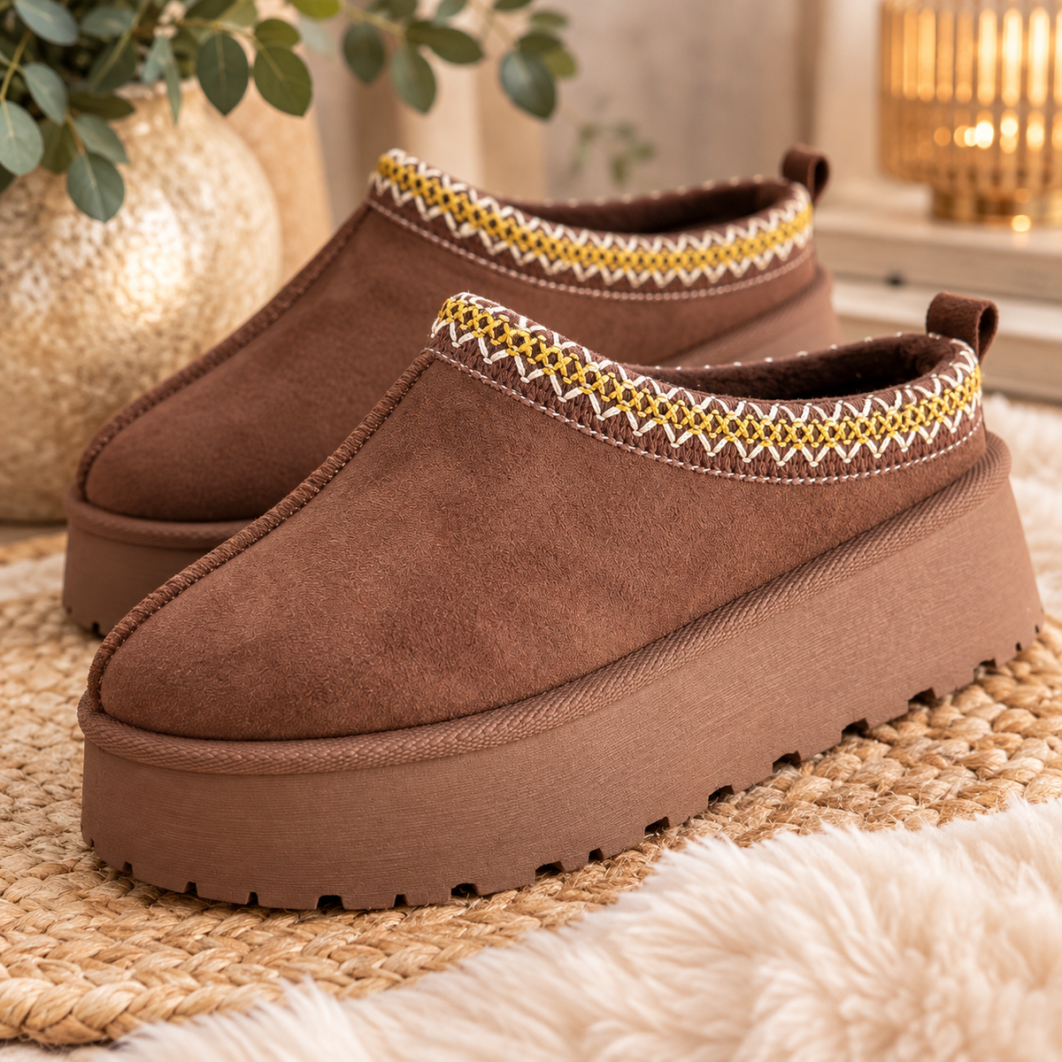 Chunky Outdoor Slippers Brown
