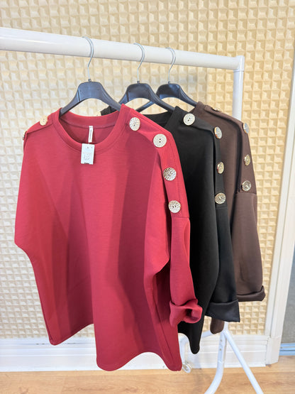 Gold Button Sleeve Top