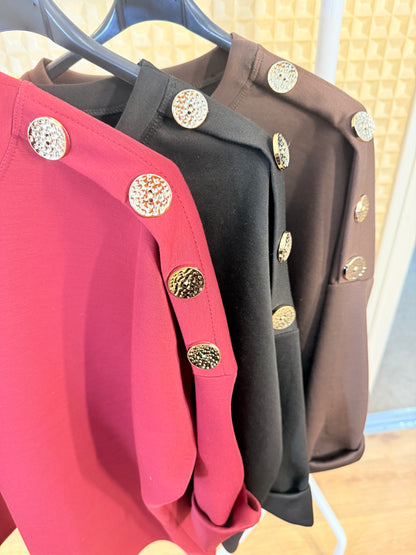Gold Button Sleeve Top