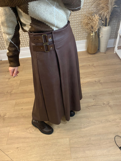 PU Buckle Skirt