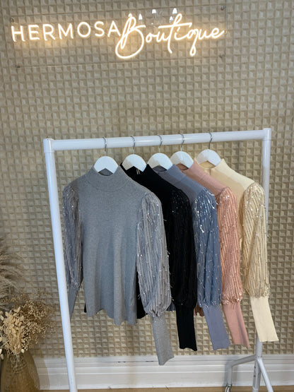 Sequin Sleeve Jumper