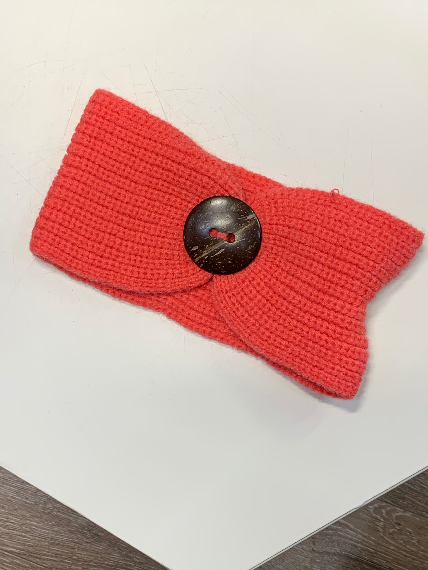 Coral Buttoned Headband
