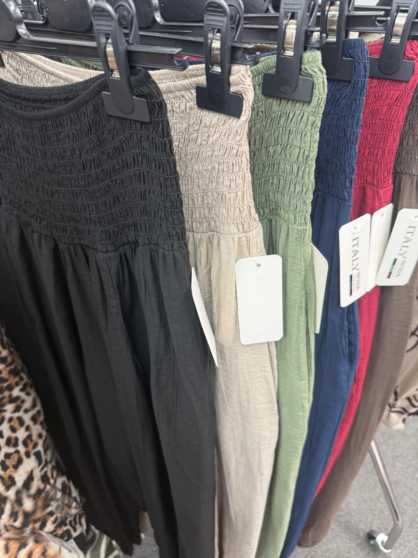 Shirred Waist Cuffed Trousers