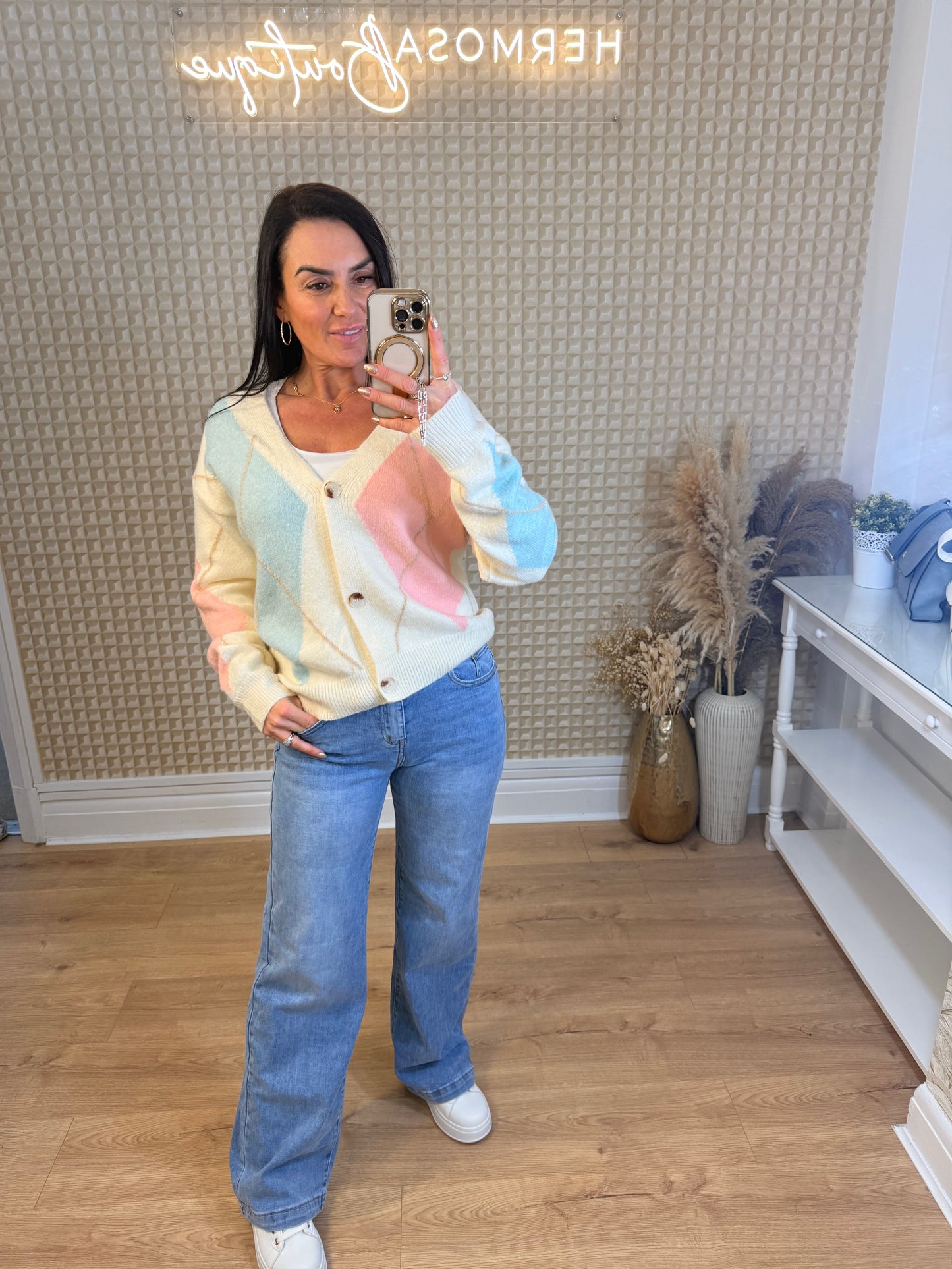 Pink/Blue Flamant Rose Cardigan