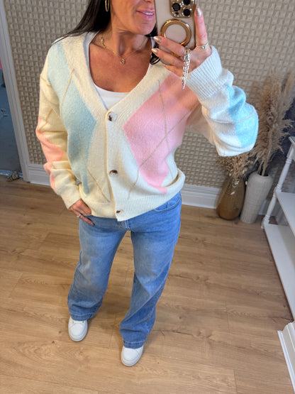 Pink/Blue Flamant Rose Cardigan