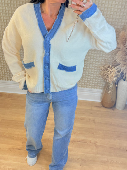 Denim Trim Cardigan