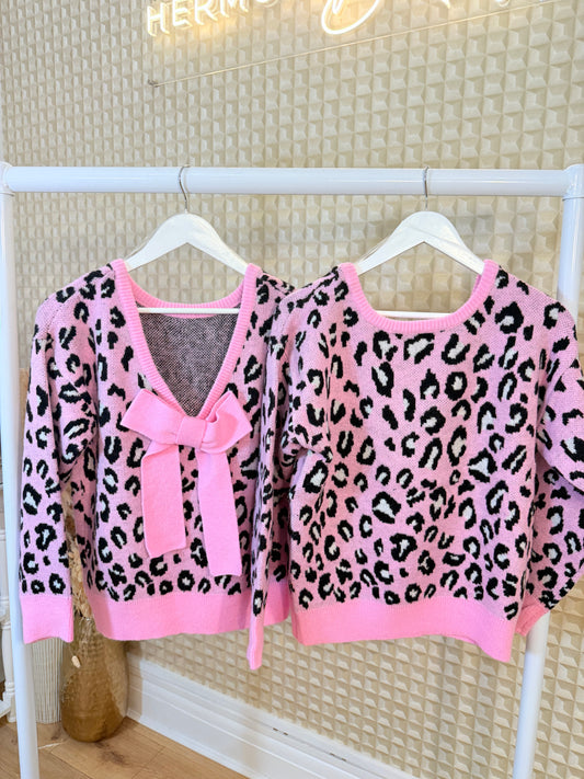 Pink Leopard Bow