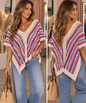 Stripe V neck knit