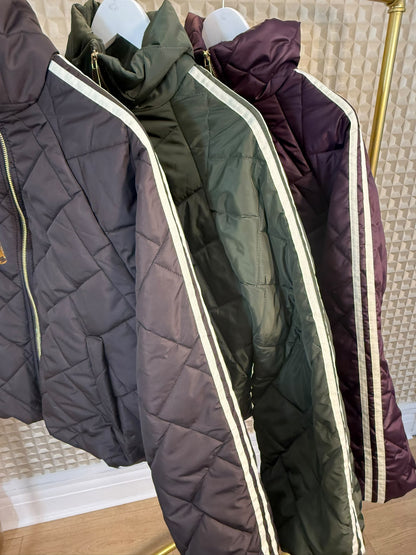 Two Stripe Quilted Bomber Jacket