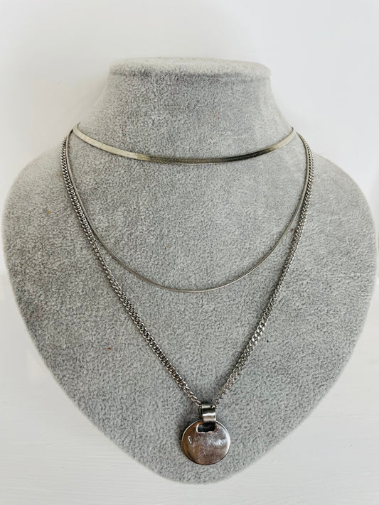 Silver Layered Choker Necklace